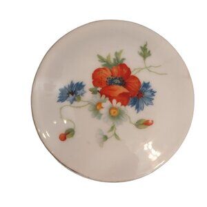 Vintage Hand Painted Handarbeit Germany Bavaria Trinket Box Poppy Daisy